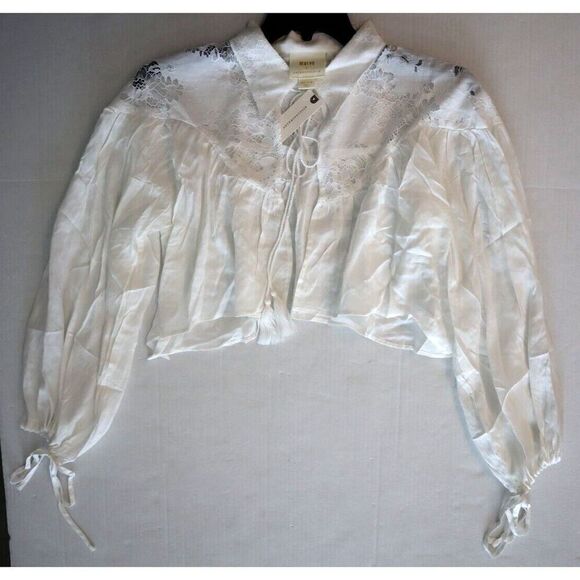 Maeve x Anthropologie 046256 Women's One Size White Cropped Lace Shrug - Picture 11 of 14